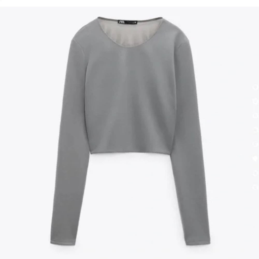 ⭐️Zara Sage Green Long Sleeve Mesh Blouse - Picture 2 of 6